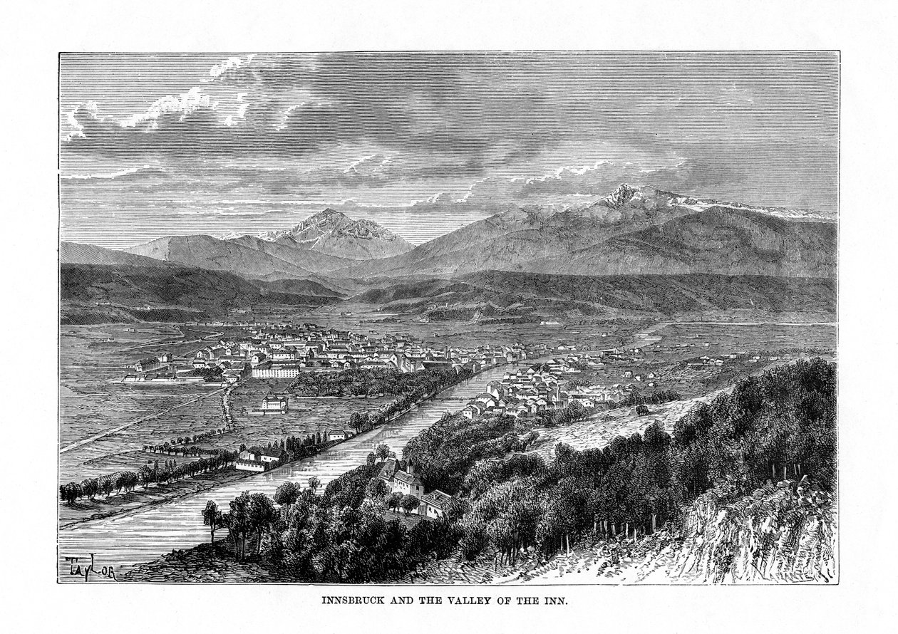 Innsbruck és az Inn folyó völgye, Ausztria, 1879 alkotó: C. Laplante