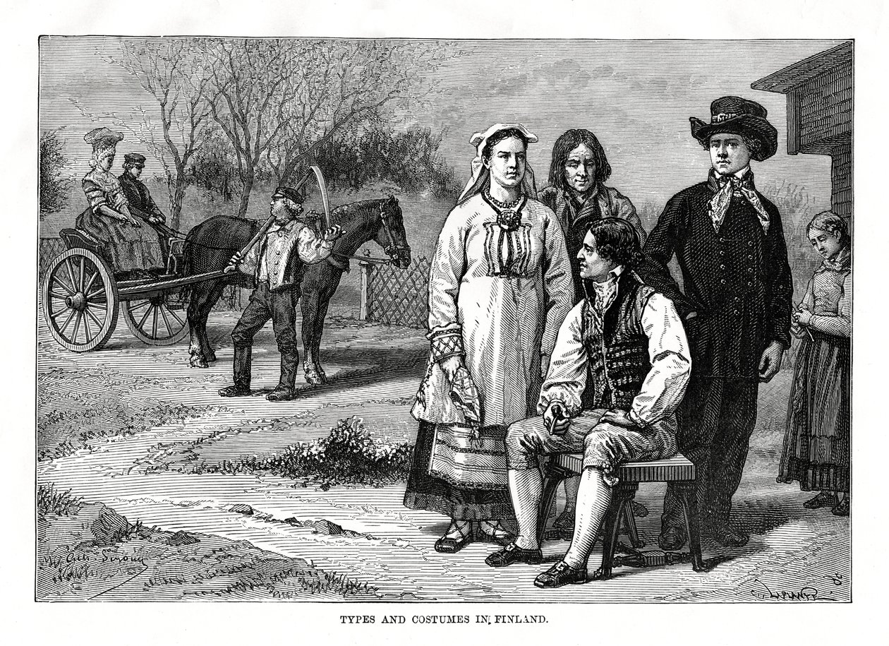 Típusok és jelmezek Finnországban, 1879 alkotó: C. Laplante