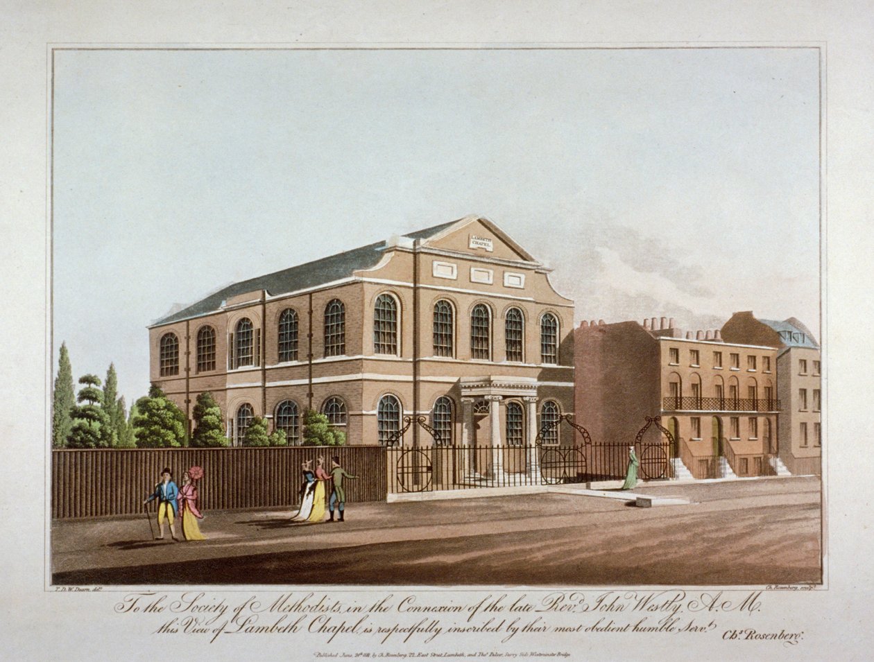 A metodista kápolna Lambethben, Londonban, 1816. alkotó: C Rosenberg