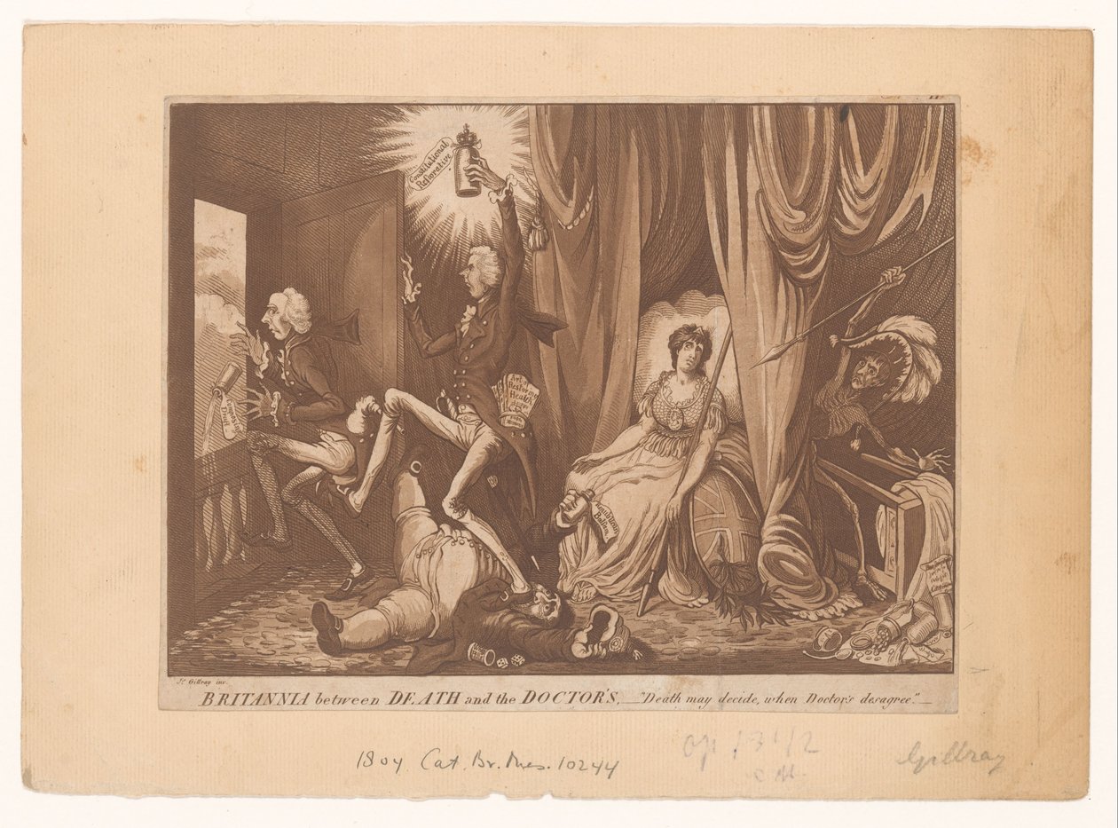 Pitt Britannia új orvosa Britannia a halál és az orvos között (cím a tárgyon) alkotó: C. Starcke (possibly)
