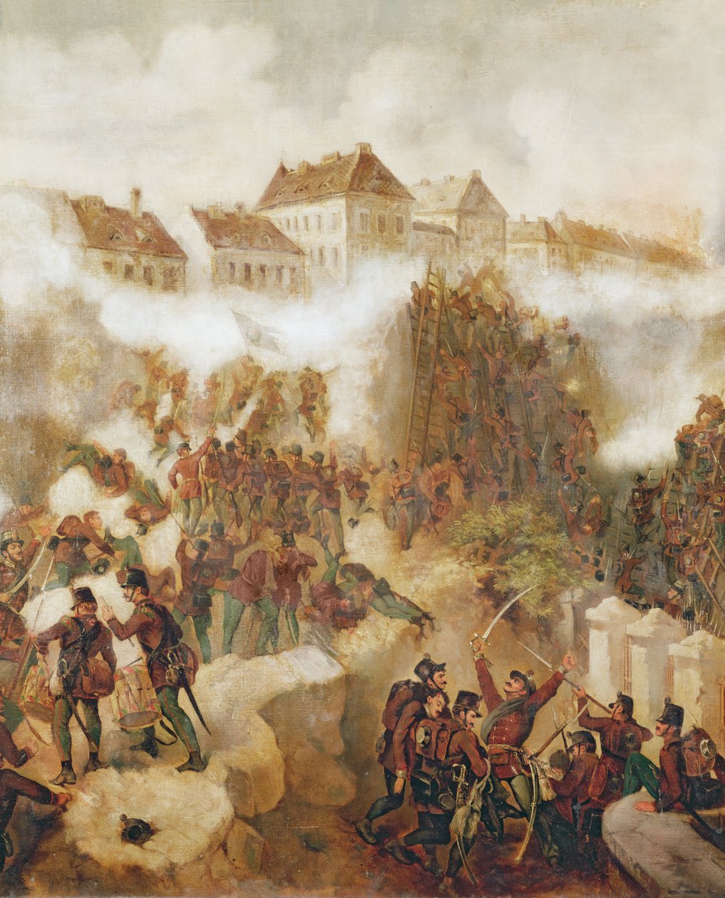 A budai vár visszafoglalása a magyar felkelők által 1849. május 21-én alkotó: C. Wemik