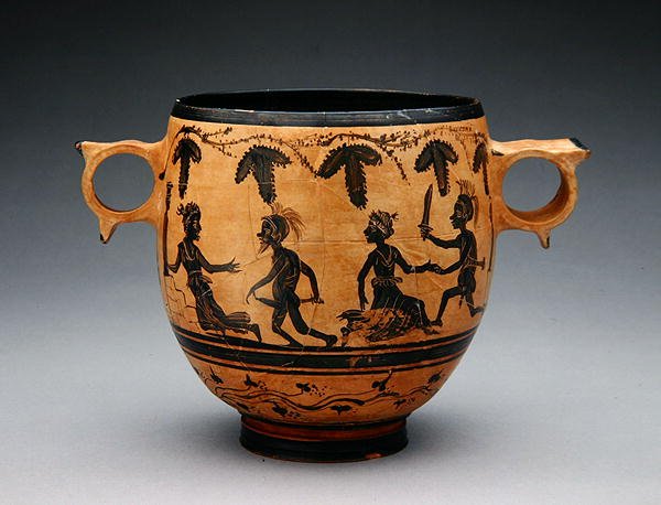 Skyphos paródiajelenetekkel, ie 430-410 körül (kerámia) (lásd még: 307555) alkotó: Cabirian