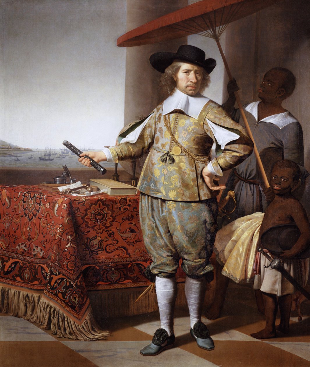 Holland: Wollebrant Geleynssen de Jongh (1594-1674) portréja Wollebrand Geleynsz de Jongh (1594-1674) portréja, egy szolgával és egy gyermekkel. alkotó: Caesar van Everdingen