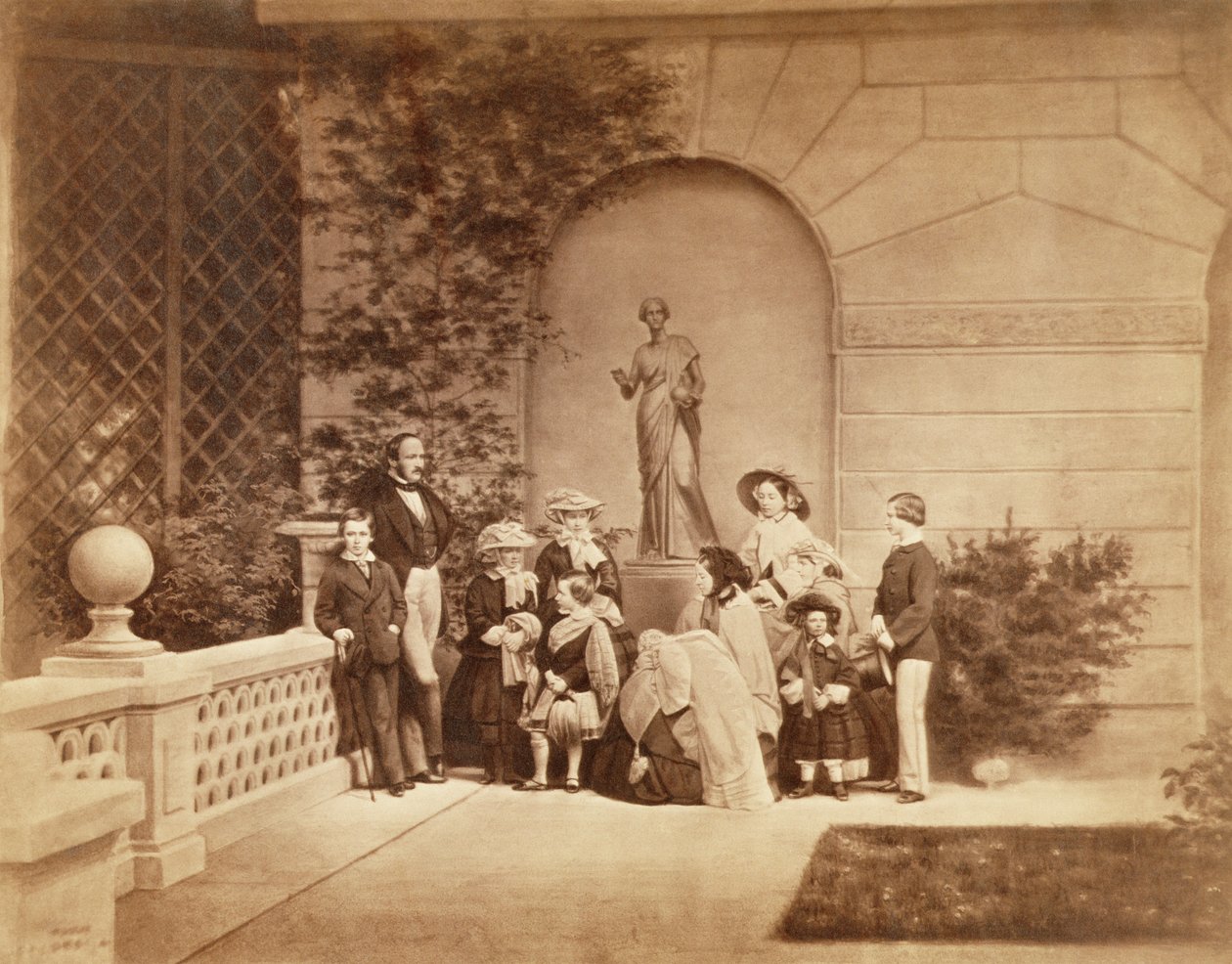 A királyi család portréja az Osborne House-ban, 1857 (szépia fotó) (lásd: 195000) alkotó: Caldesi and Montecchi