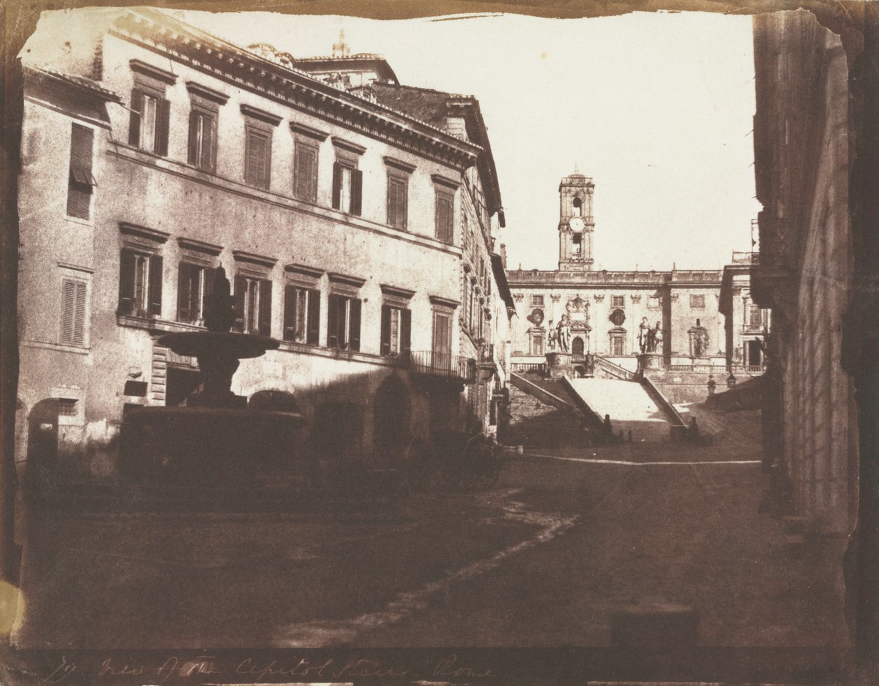 Kilátás a Capitolium lépcsőjére, Róma, 1846. alkotó: Calvert Richard Jones