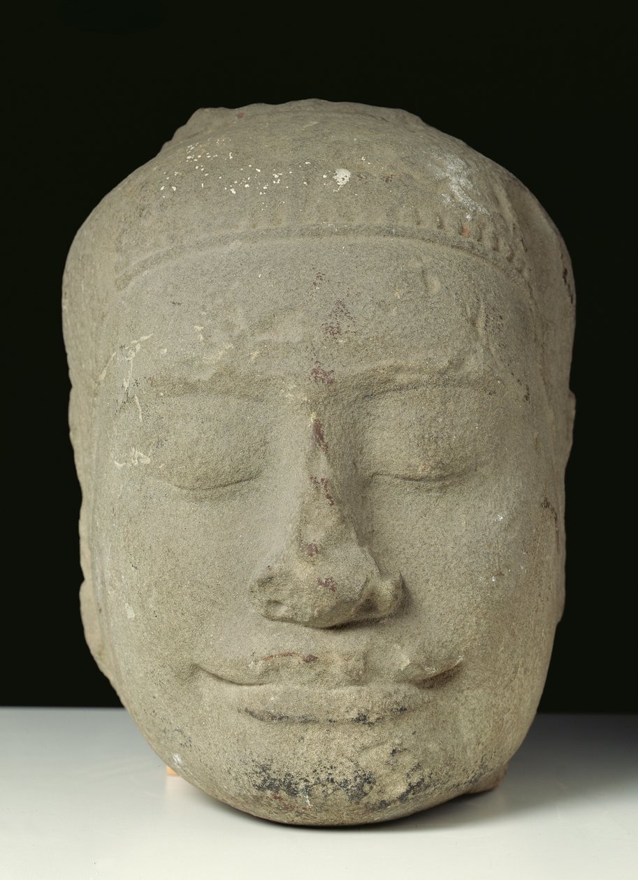 Buddha fej csukott szemmel, Angkor alkotó: Cambodian School
