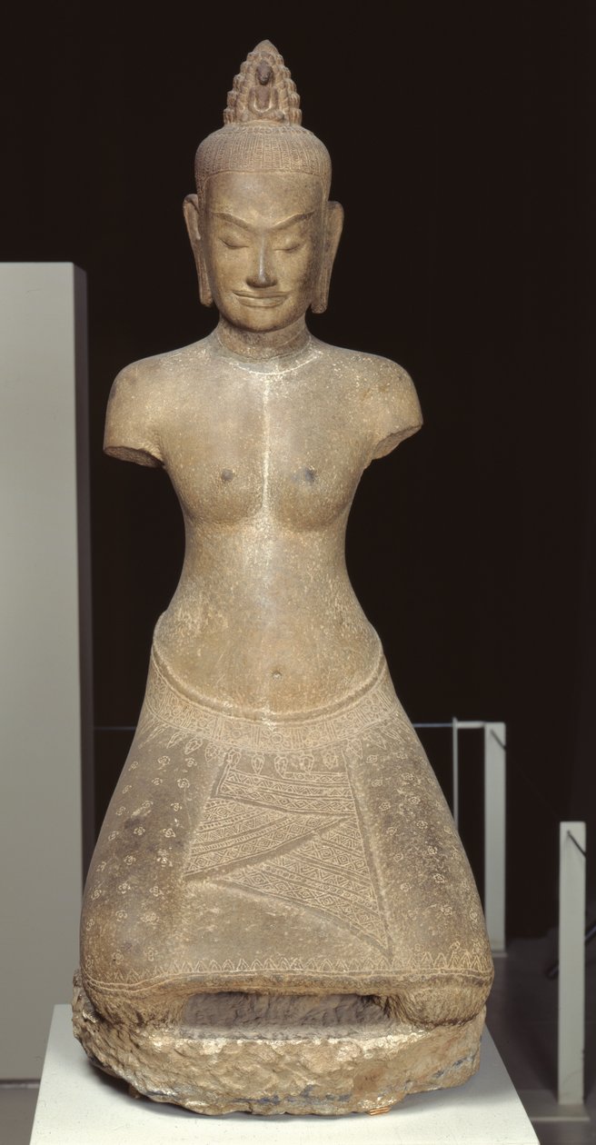 Jayarajadevi szobra Tara buddhista istenség vagy Prajnaparamita (homokkő) képében alkotó: Cambodian School