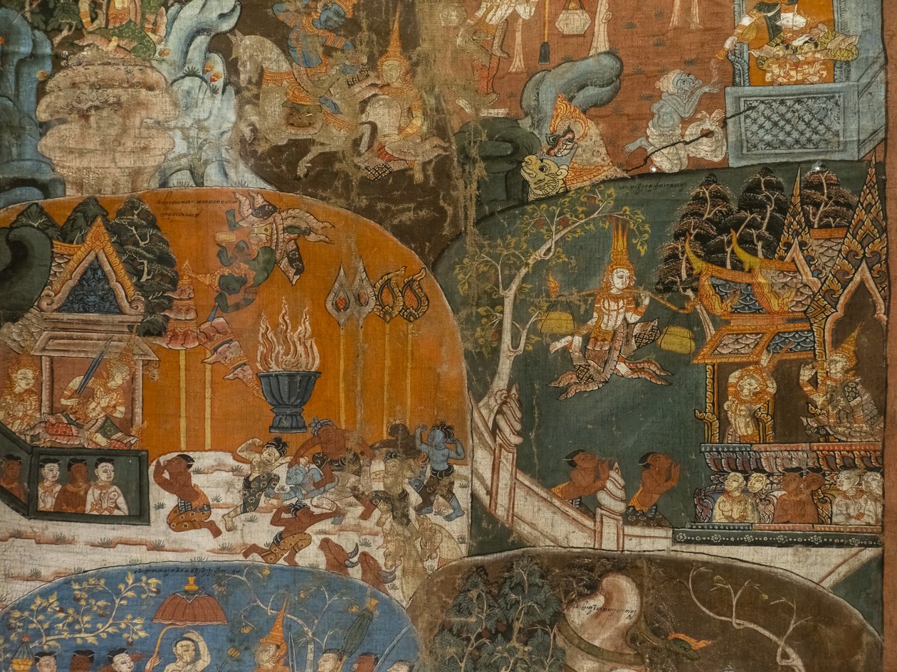 A Boudha (Dasa Jakata) utolsó tíz előző élete (részlet). Kambodzsa, a 18. század második fele. Festék alkotó: Cambodian School