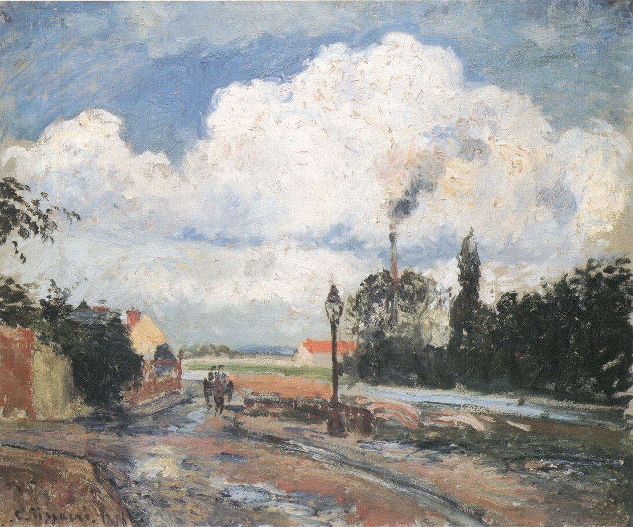 Az eső után rakpart Pontoise -ban alkotó: Camille Jacob Pissarro