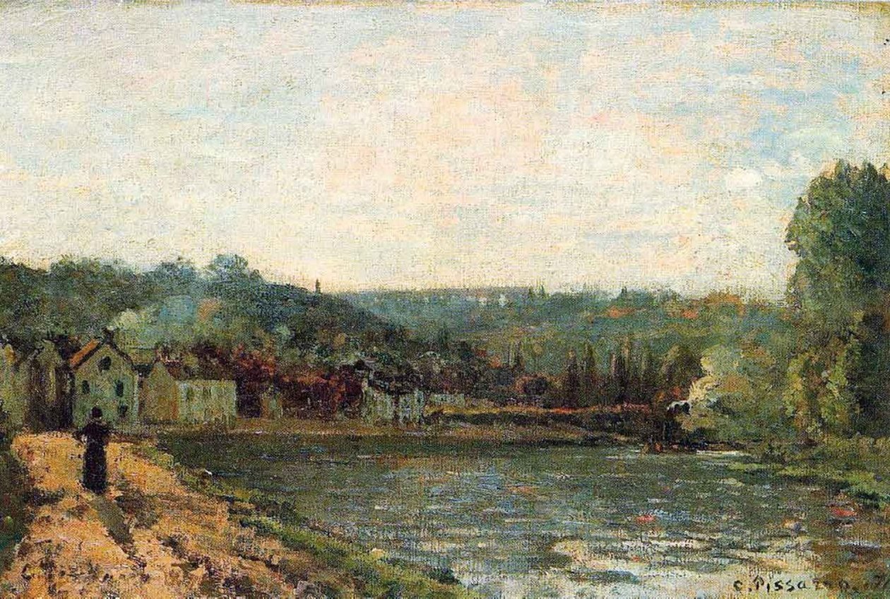 A Szajna partján Bougivalban alkotó: Camille Jacob Pissarro