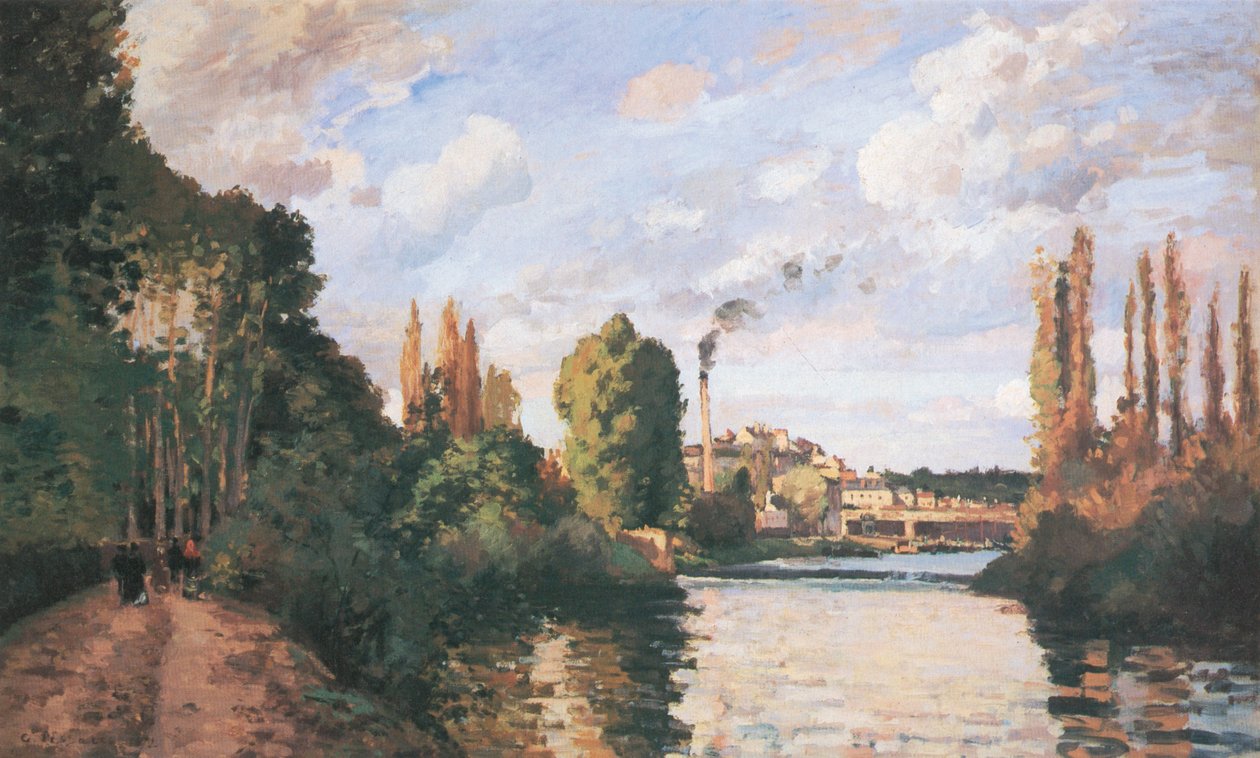 Vízpart Pontoise -ban alkotó: Camille Jacob Pissarro
