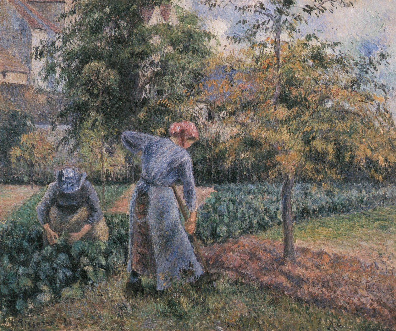 A pontoise-i zöldségeskertben alkotó: Camille Jacob Pissarro