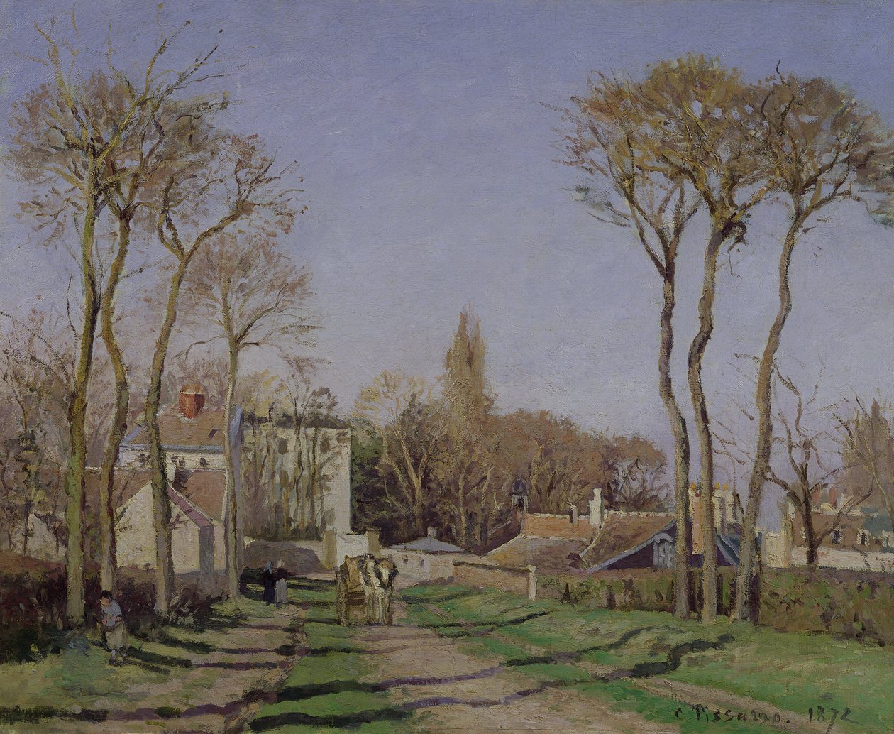 Voisins falu bejárata, Yvelines, 1872 alkotó: Camille Jacob Pissarro