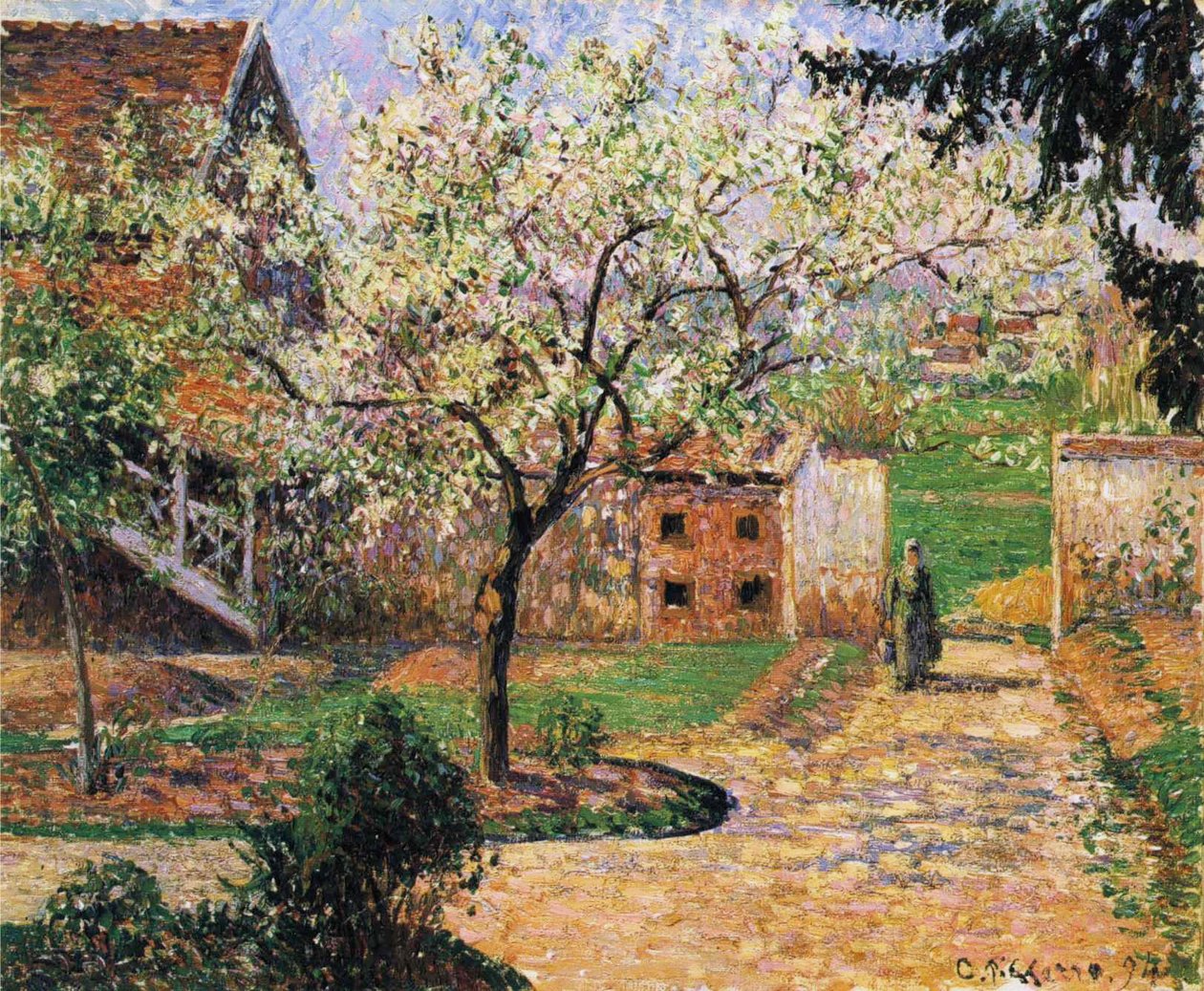 Virágzó szilvafa, Eragny alkotó: Camille Jacob Pissarro