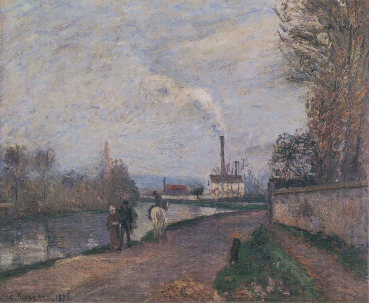 L´Oise in Pontoise temp szürke alkotó: Camille Jacob Pissarro