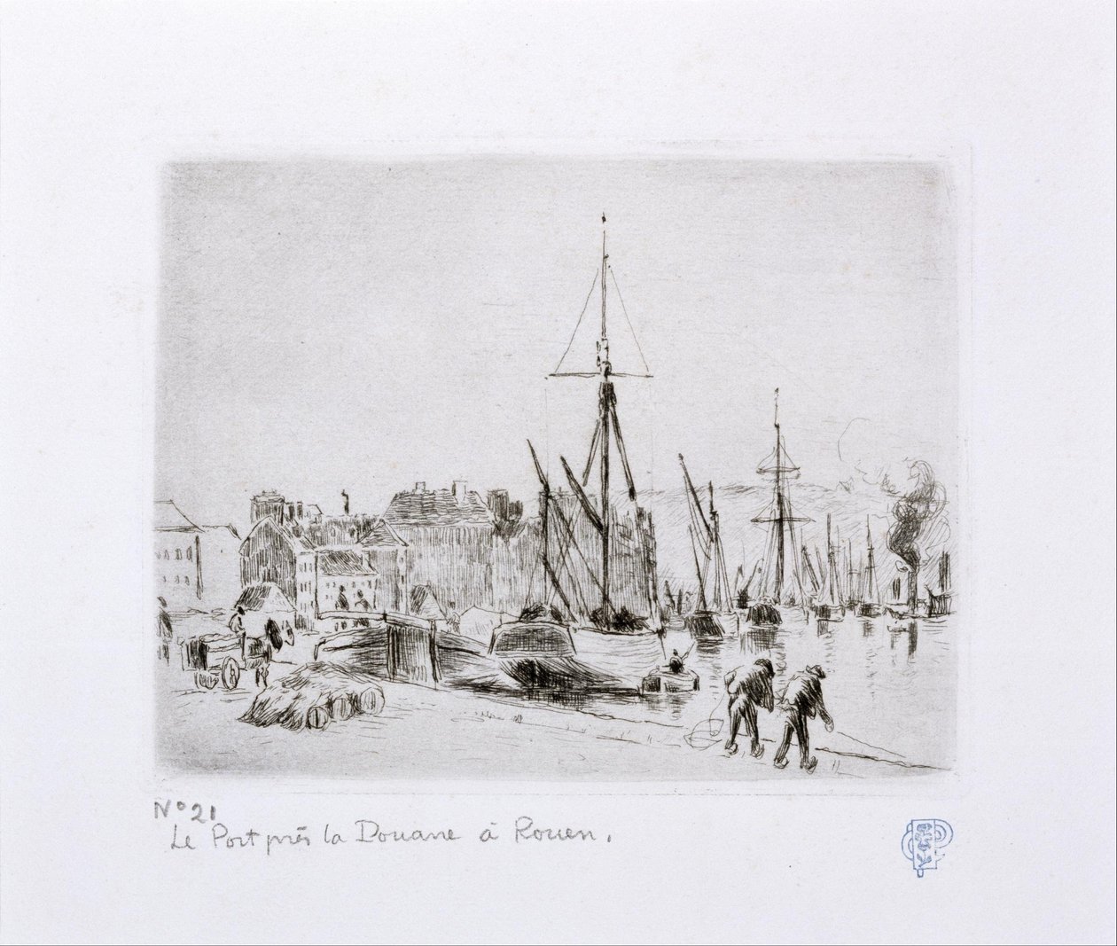 A kikötő a vám közelében Rouenben alkotó: Camille Jacob Pissarro
