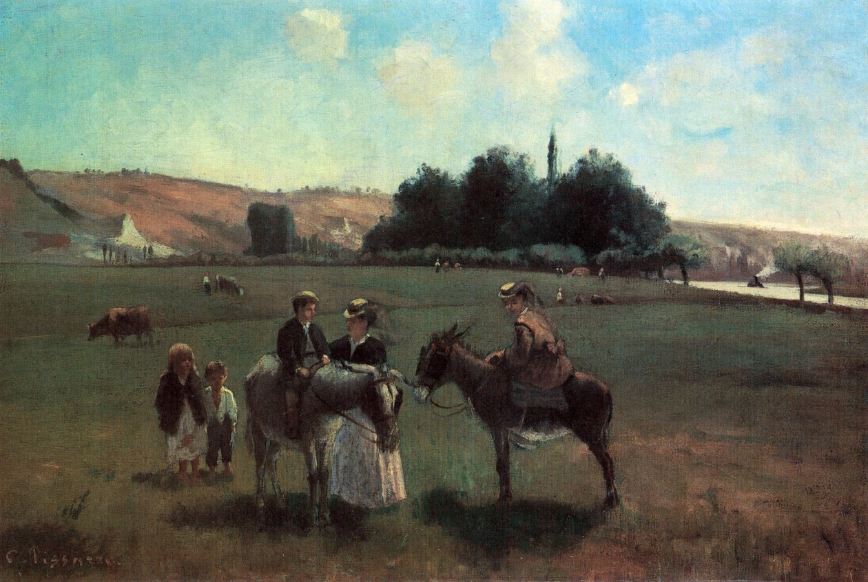 A szamárút La Roche-Guyonban alkotó: Camille Jacob Pissarro