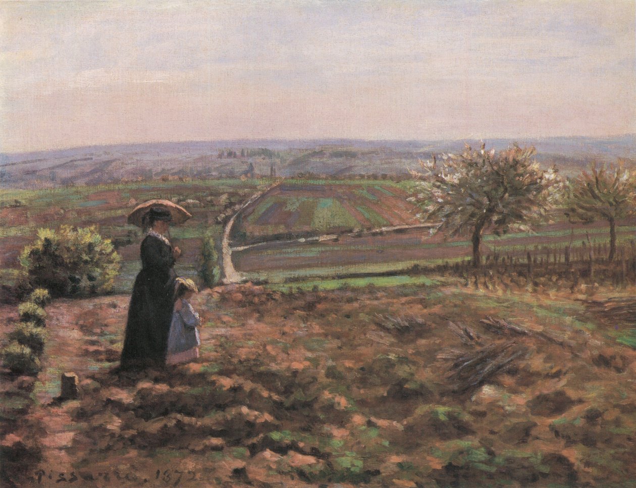 A Route de Rouen, a Hautil magassága, Pontoise alkotó: Camille Jacob Pissarro