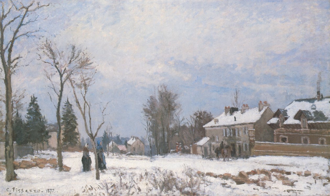 A Route de Versailles Saint-Germainben, Louveciennes-ben, hóhatás alkotó: Camille Jacob Pissarro