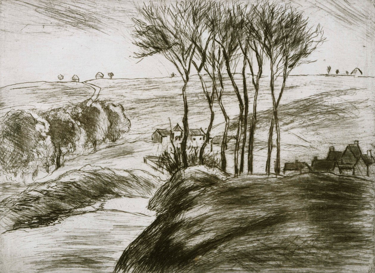 Tájkép Osny közelében (II. állam) alkotó: Camille Jacob Pissarro