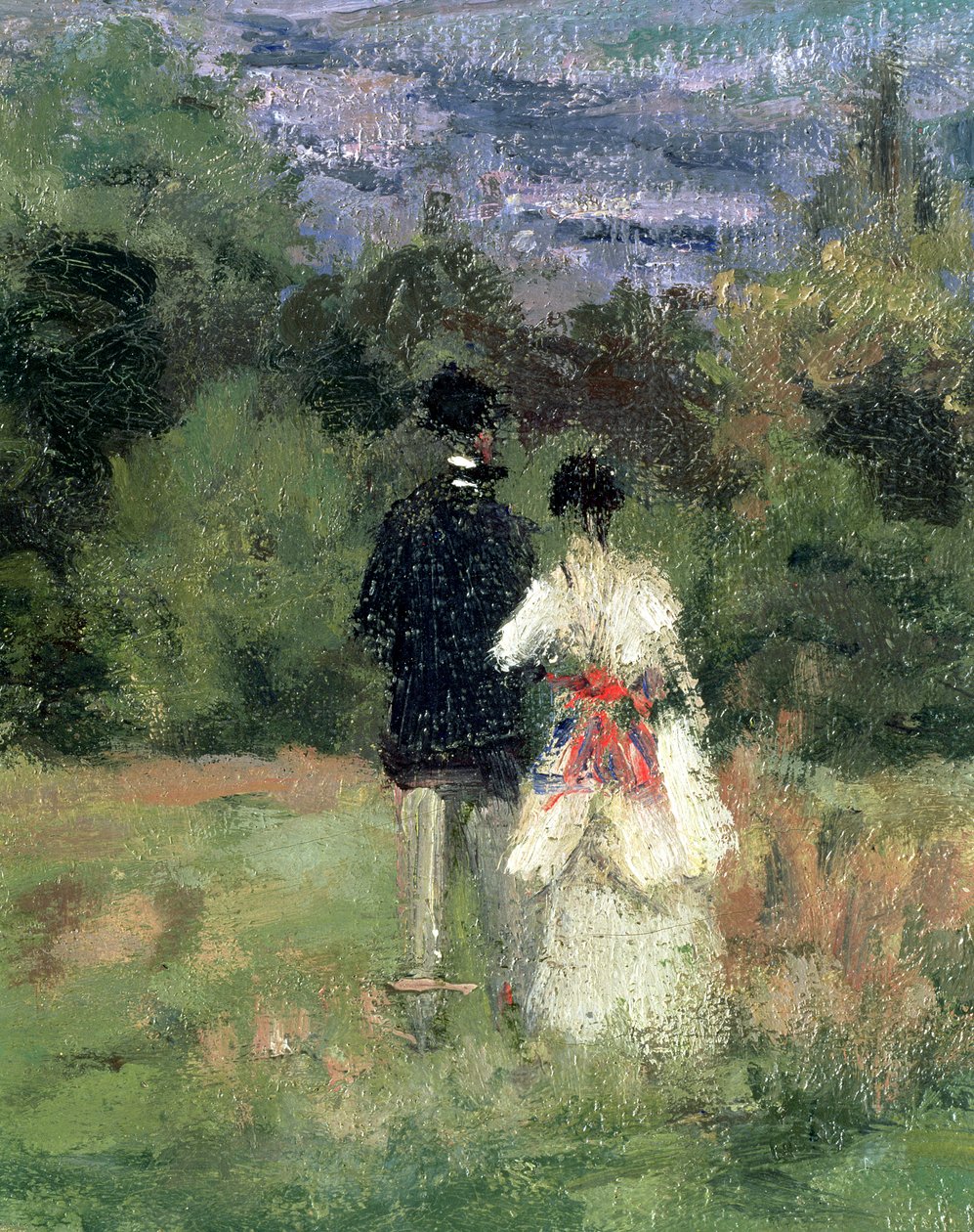 Louveciennes, szerelmesek részlete alkotó: Camille Jacob Pissarro