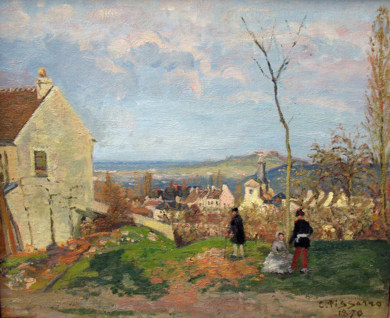 Louveciennes, Mont Valérien a háttérben alkotó: Camille Jacob Pissarro