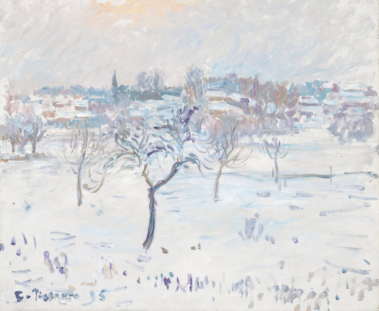 Havas táj Eragnynál almafával, 1895 alkotó: Camille Jacob Pissarro