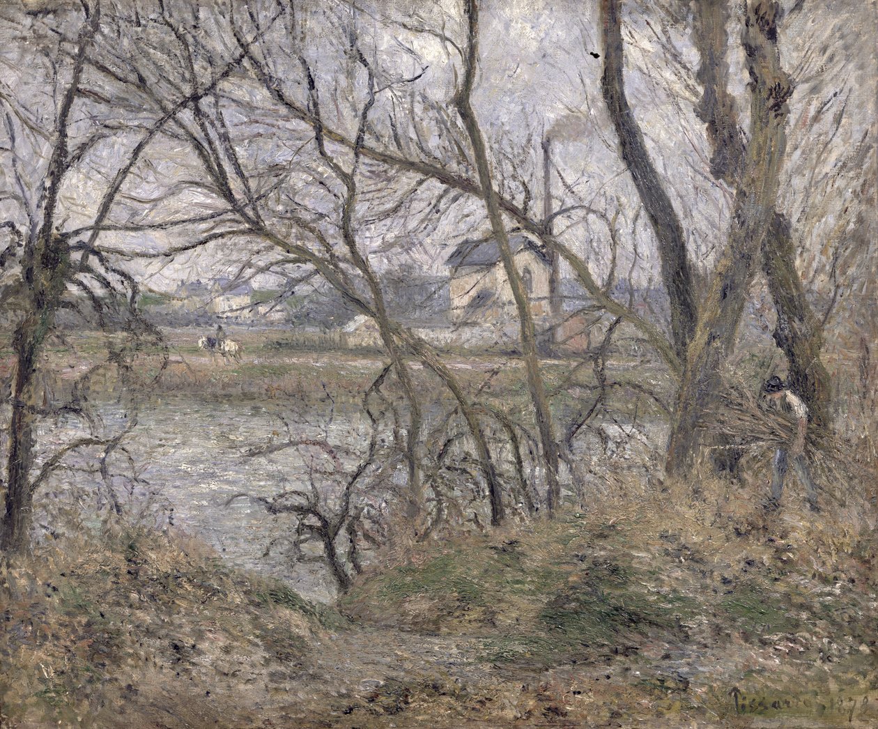 Az Oise partjai, Pontoise közelében, felhős idő, 1878 alkotó: Camille Jacob Pissarro