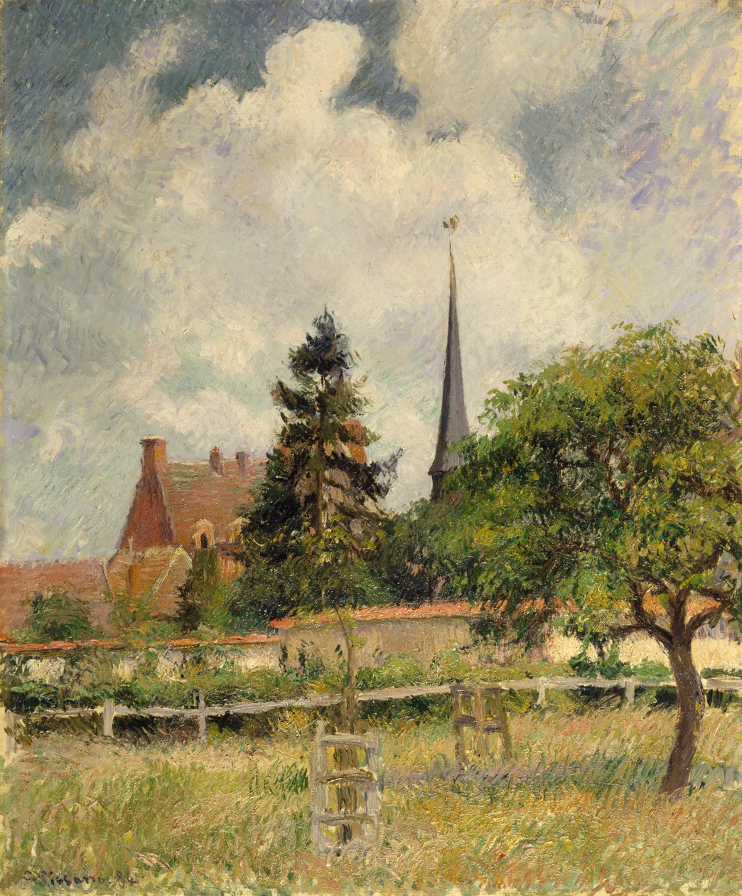 Az egyház Eragnyban alkotó: Camille Jacob Pissarro