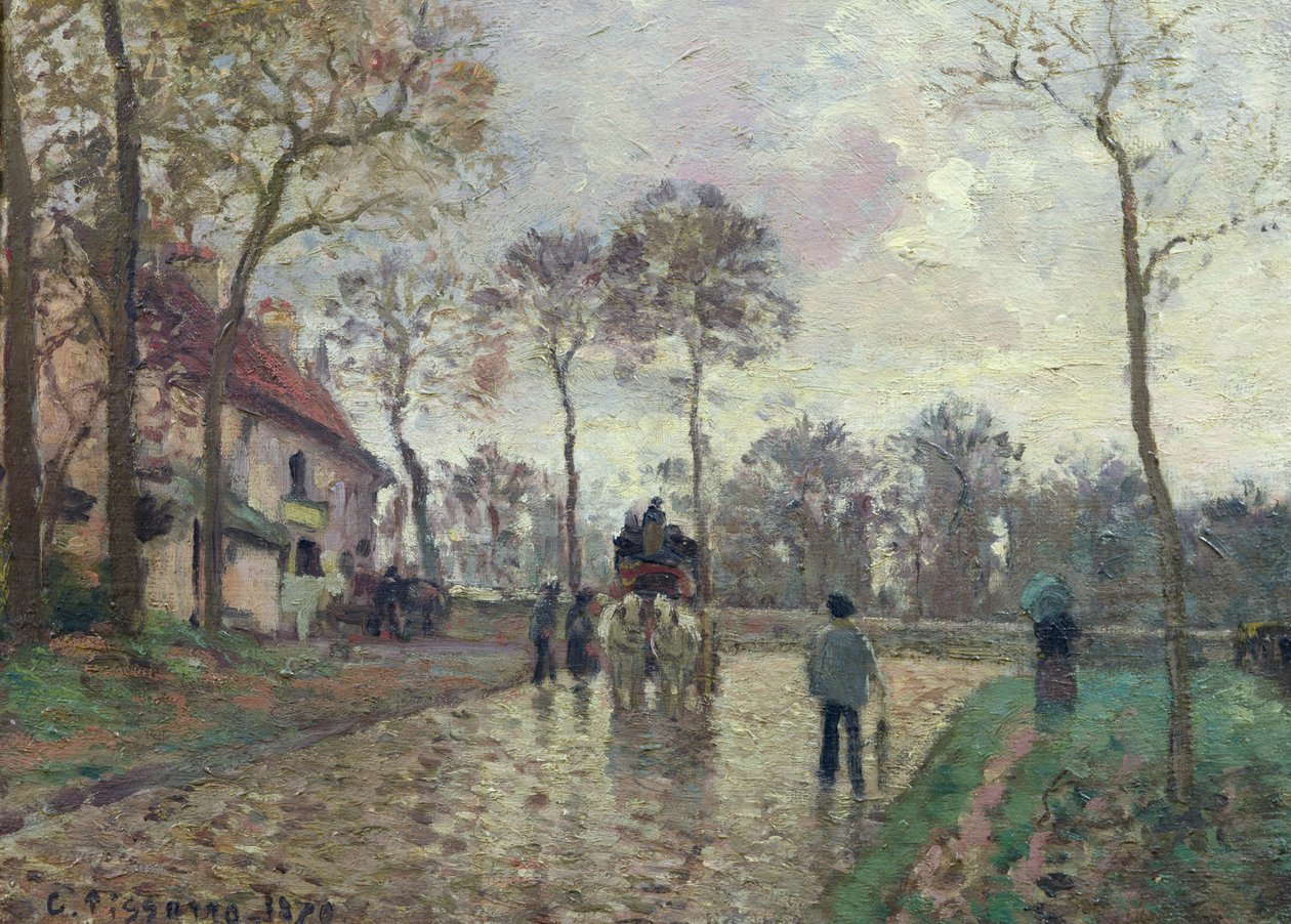 Az edző Louveciennes-be, 1870 alkotó: Camille Jacob Pissarro