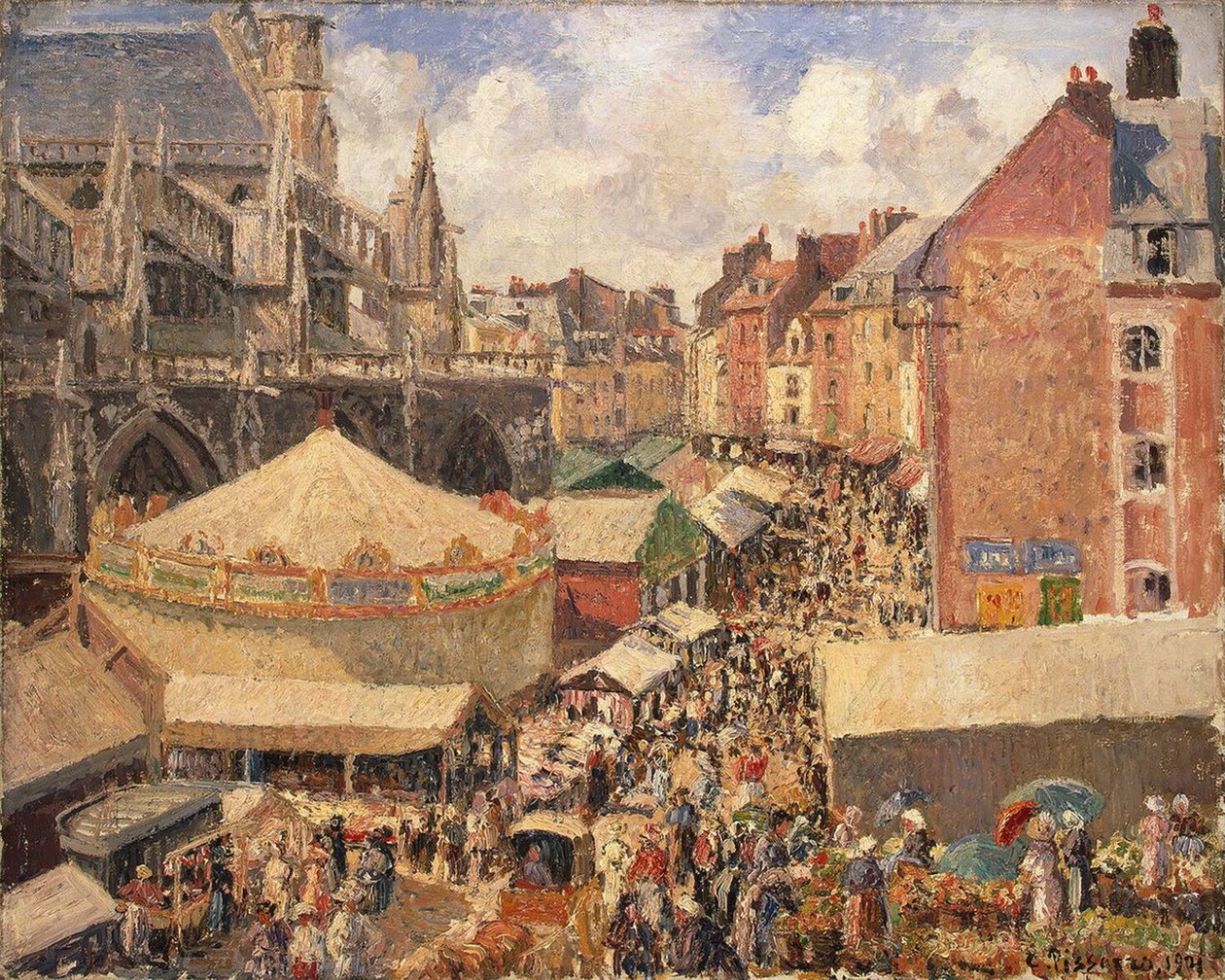 Dieppe-i vásár, napsütéses reggel, 1901 alkotó: Camille Jacob Pissarro