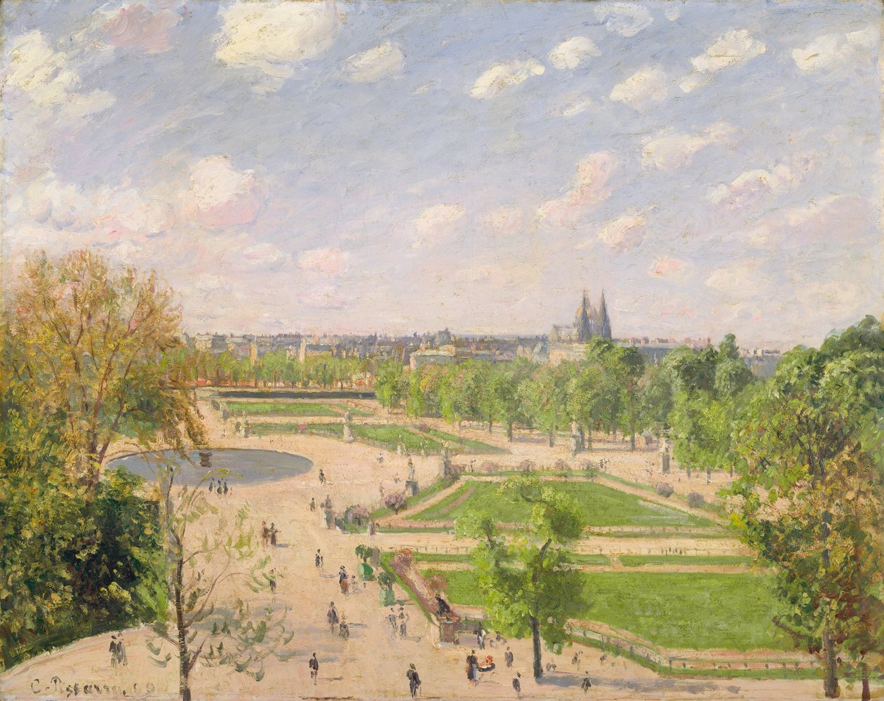 A Tuileriák kertje egy tavaszi reggelen alkotó: Camille Jacob Pissarro
