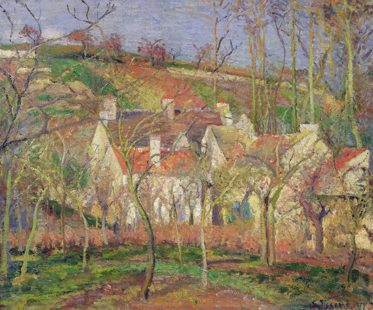 A vörös háztetők avagy egy falu sarka, tél, 1877 alkotó: Camille Jacob Pissarro