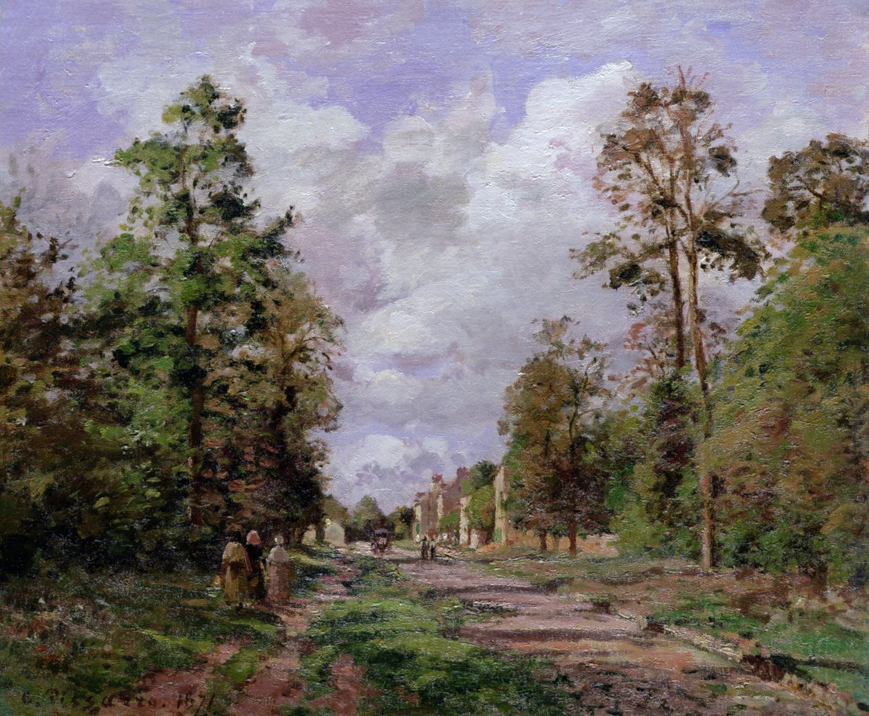 A Louveciennes-be vezető út az erdő szélén, 1871 alkotó: Camille Jacob Pissarro