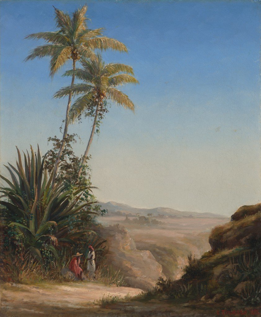 Két figura beszélget az út szélén alkotó: Camille Jacob Pissarro