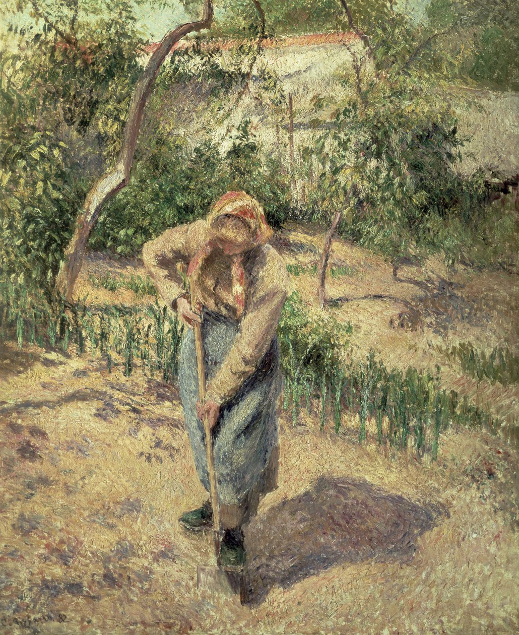 Gyümölcsösben ásó nő, 1882 alkotó: Camille Jacob Pissarro