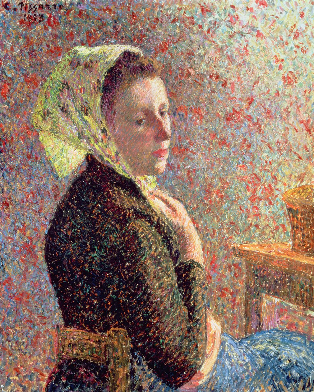 Zöld fejkendőt viselő nő, 1893 alkotó: Camille Jacob Pissarro
