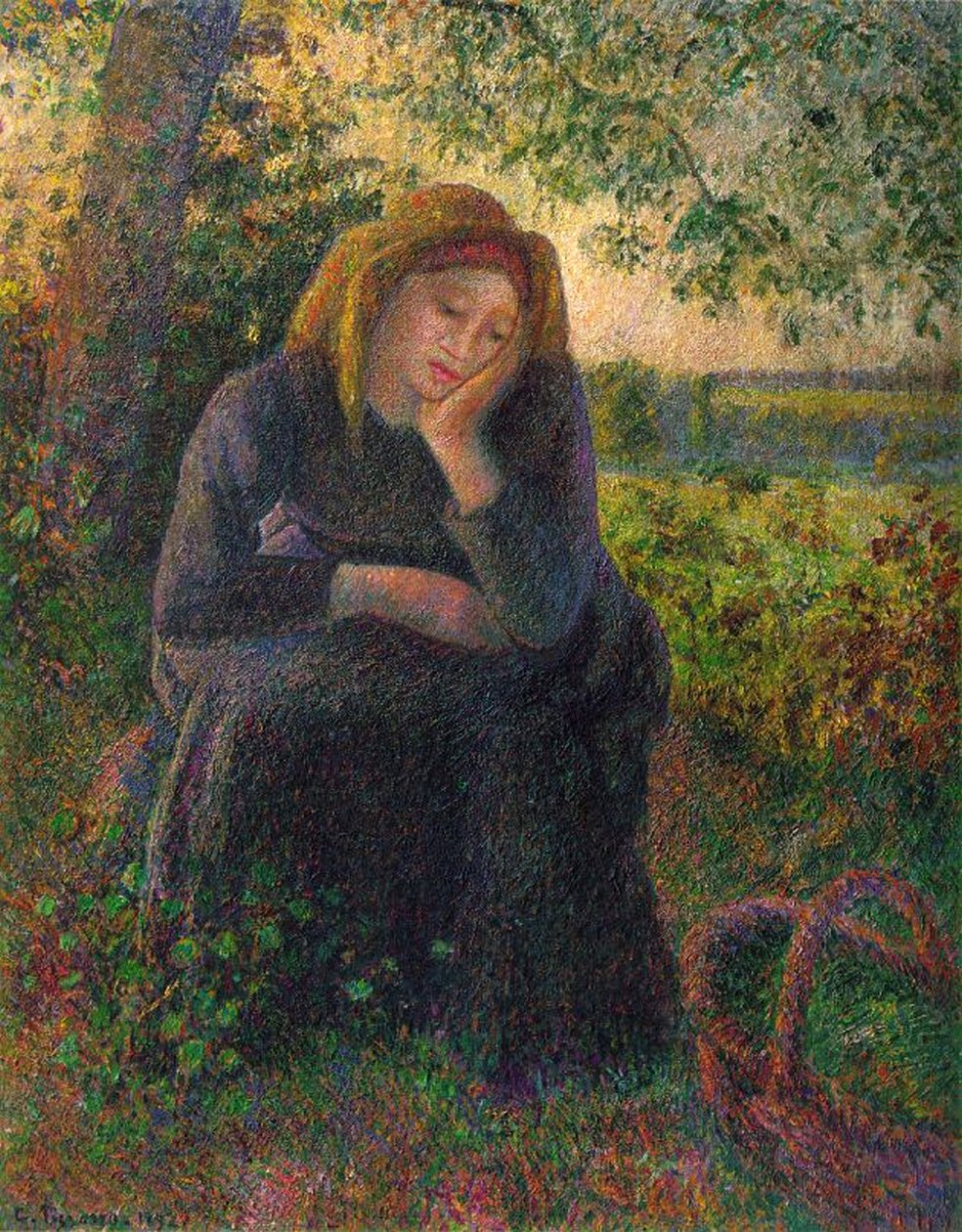 Egy töprengő parasztlány, 1892 alkotó: Camille Jacob Pissarro