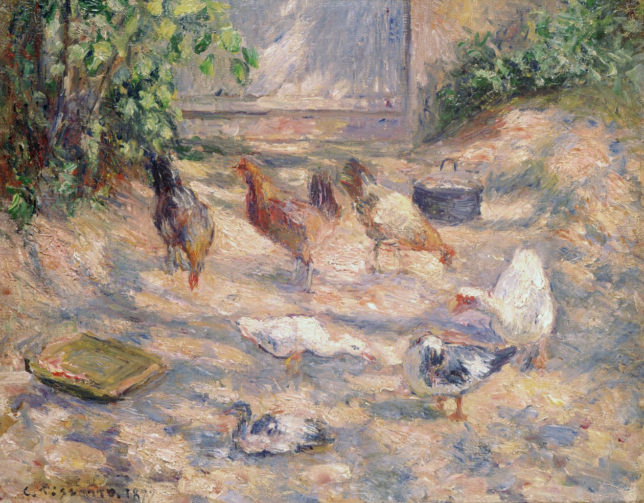 Tanyaudvar Pontoise-ban, 1877 alkotó: Camille Jacob Pissarro