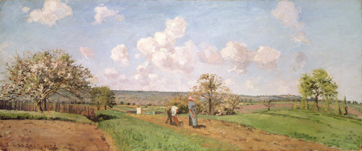 "A mezőkön", 1872 alkotó: Camille Jacob Pissarro