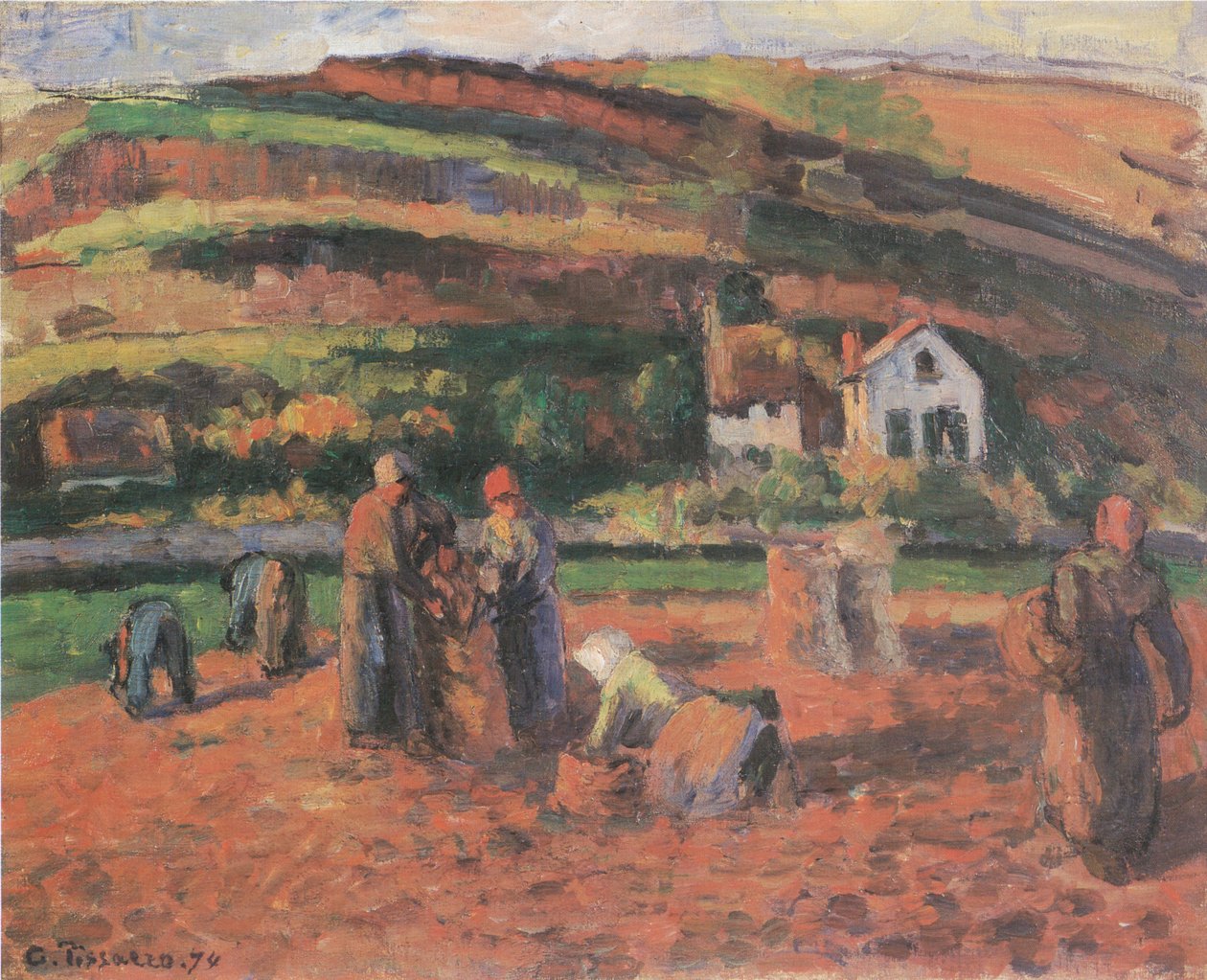 Burgonya betakarítás alkotó: Camille Jacob Pissarro