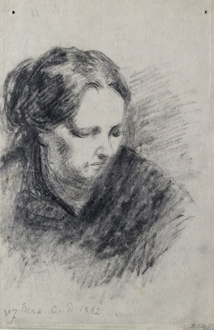 Madame Pissarro portréja, 1882 (fekete kréta) alkotó: Camille Jacob Pissarro