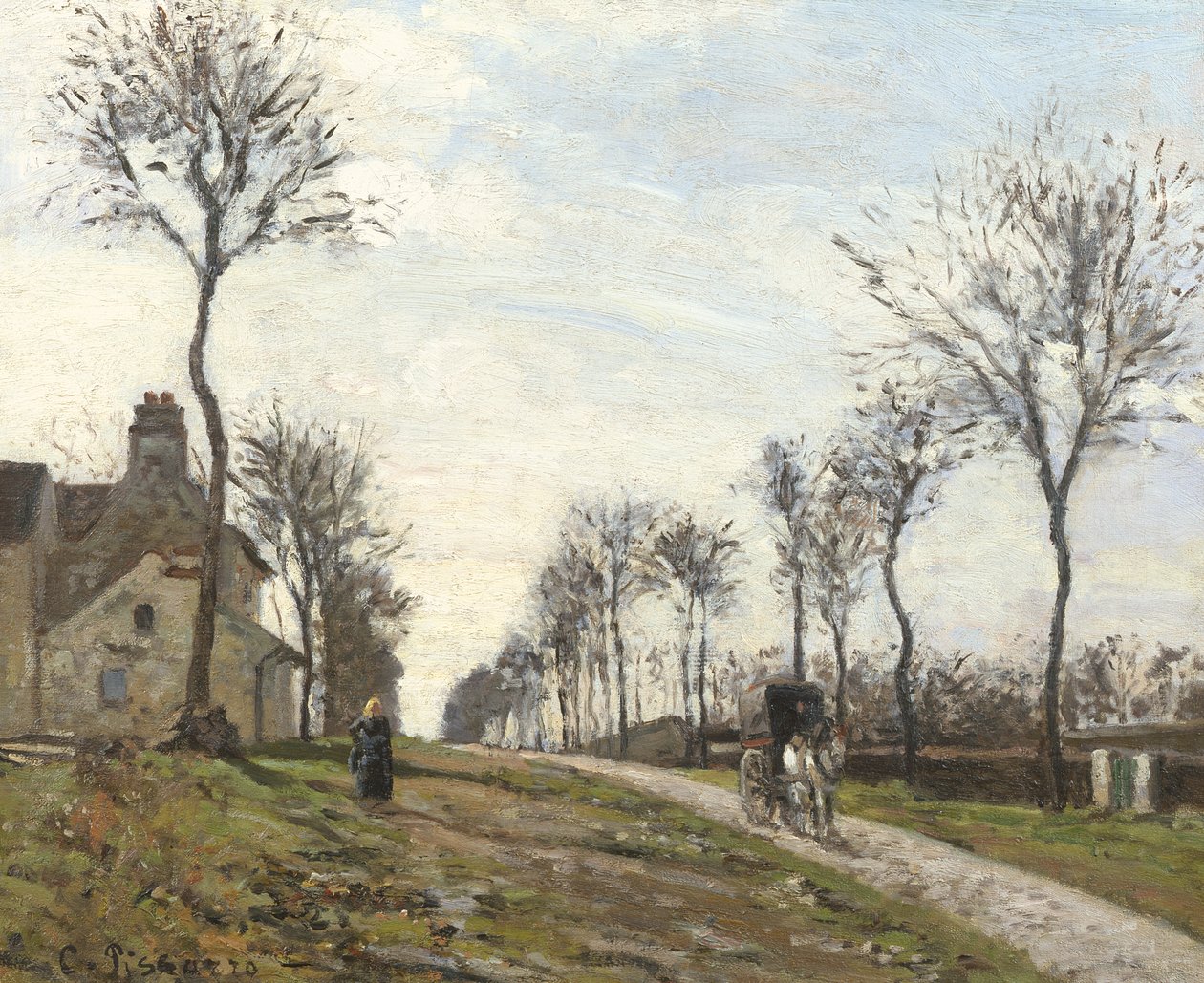 Út Louveciennesben, 1870 alkotó: Camille Jacob Pissarro