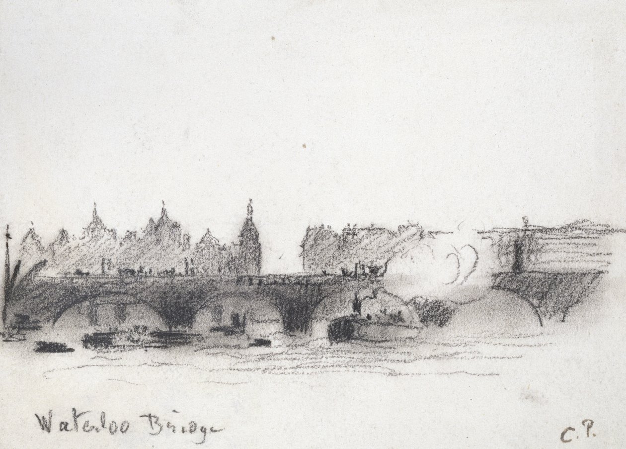 Tanulmány a Waterloo hídról (szén) alkotó: Camille Jacob Pissarro