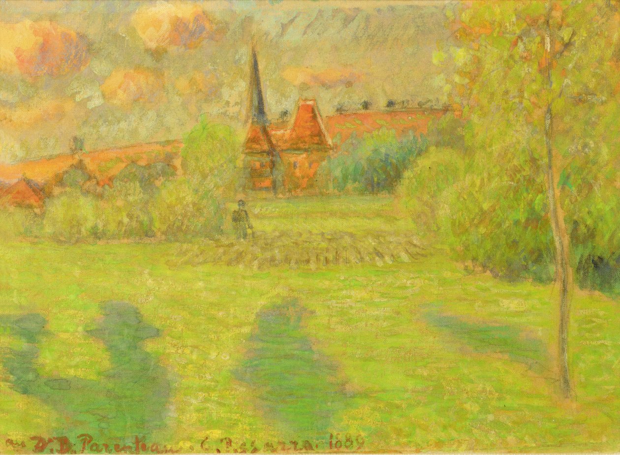 Eragny pásztora és temploma, 1889 alkotó: Camille Jacob Pissarro