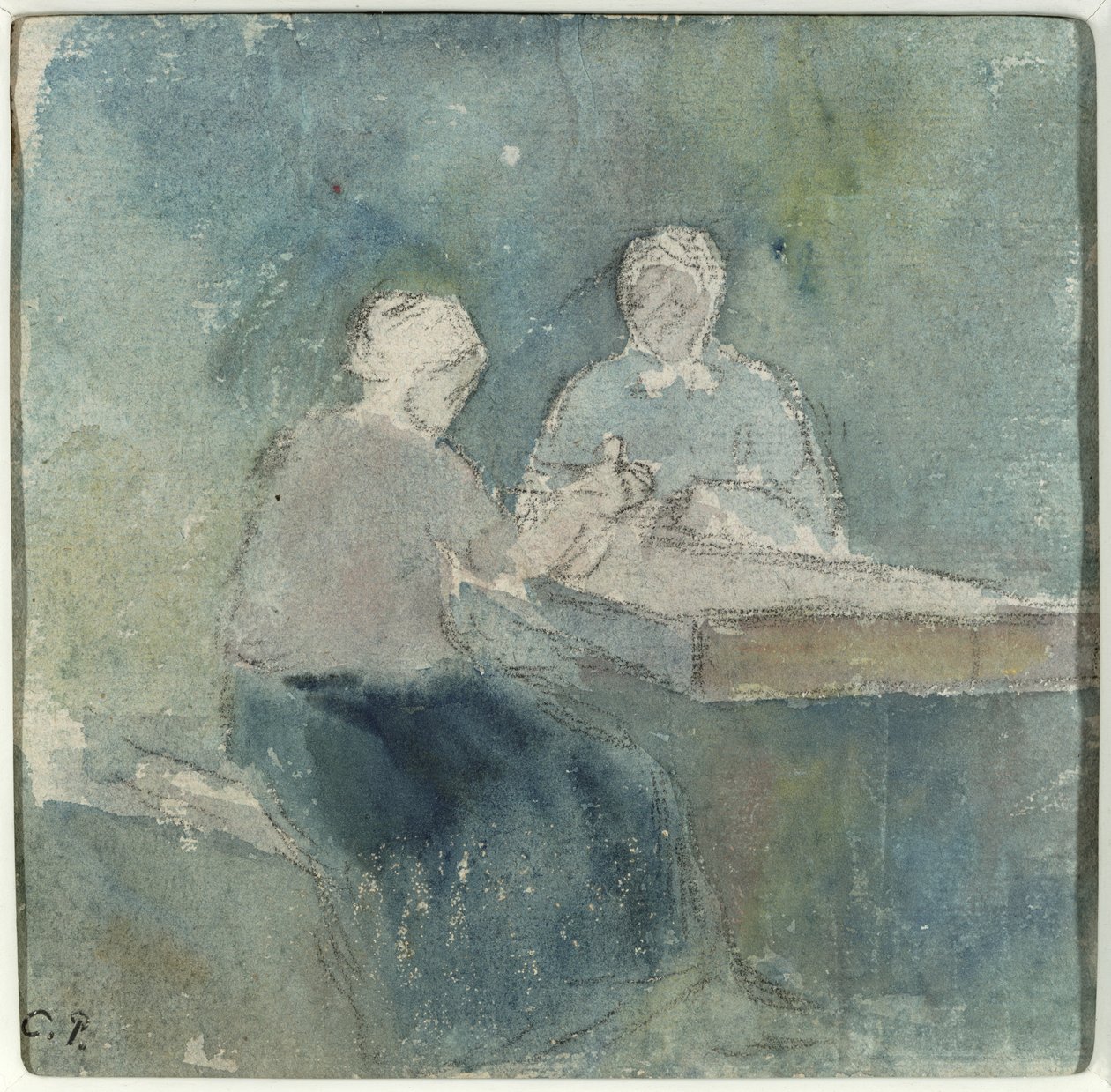 Két paraszt az asztalnál, 1874 körül alkotó: Camille Jacob Pissarro