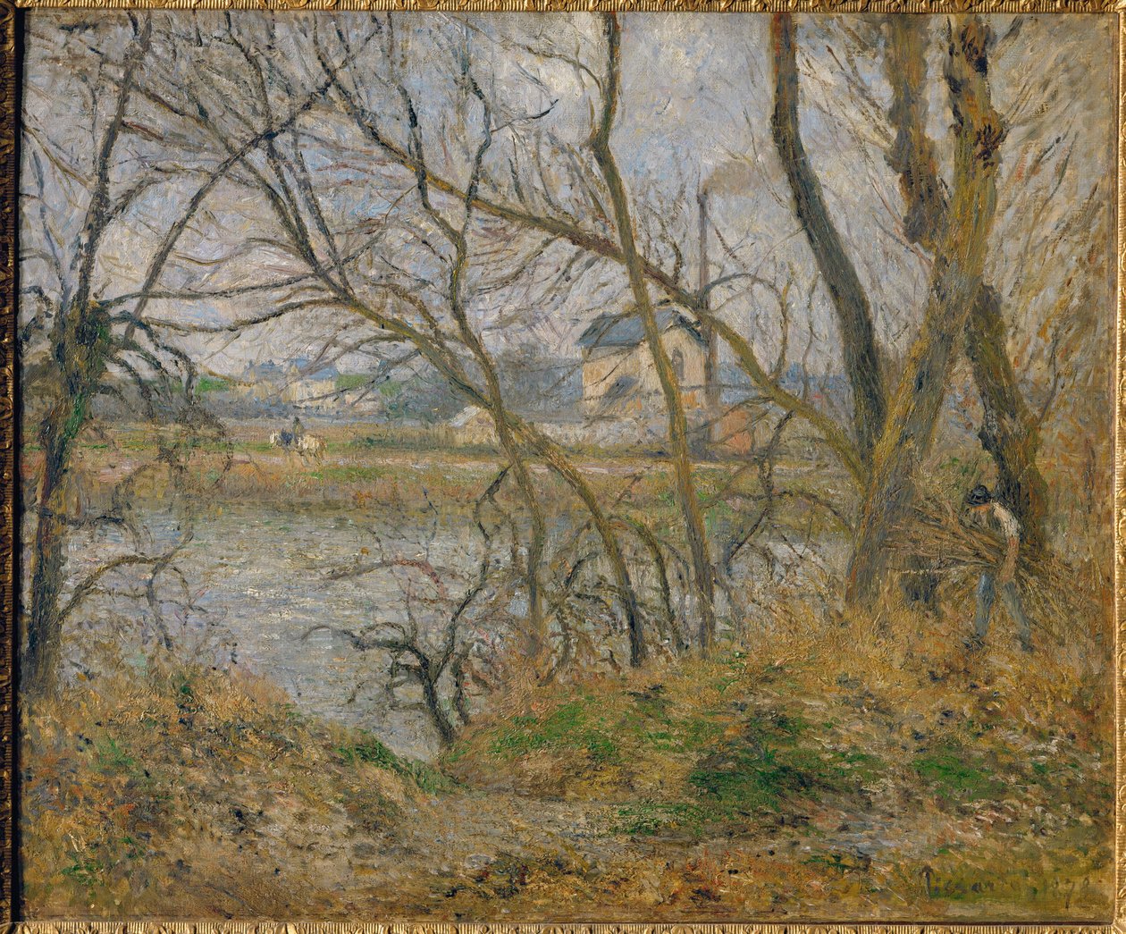 Az Oise partján, Pontoise közelében, szürke időben ... alkotó: Camille (after) Pissarro