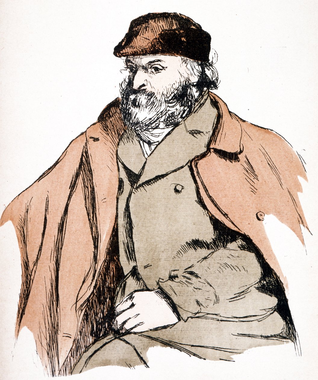 Paul Cezanne (1839 - 1906), francia művész és posztimpresszionista festő illusztrációs portréja. (metszés) alkotó: Camille (after) Pissarro