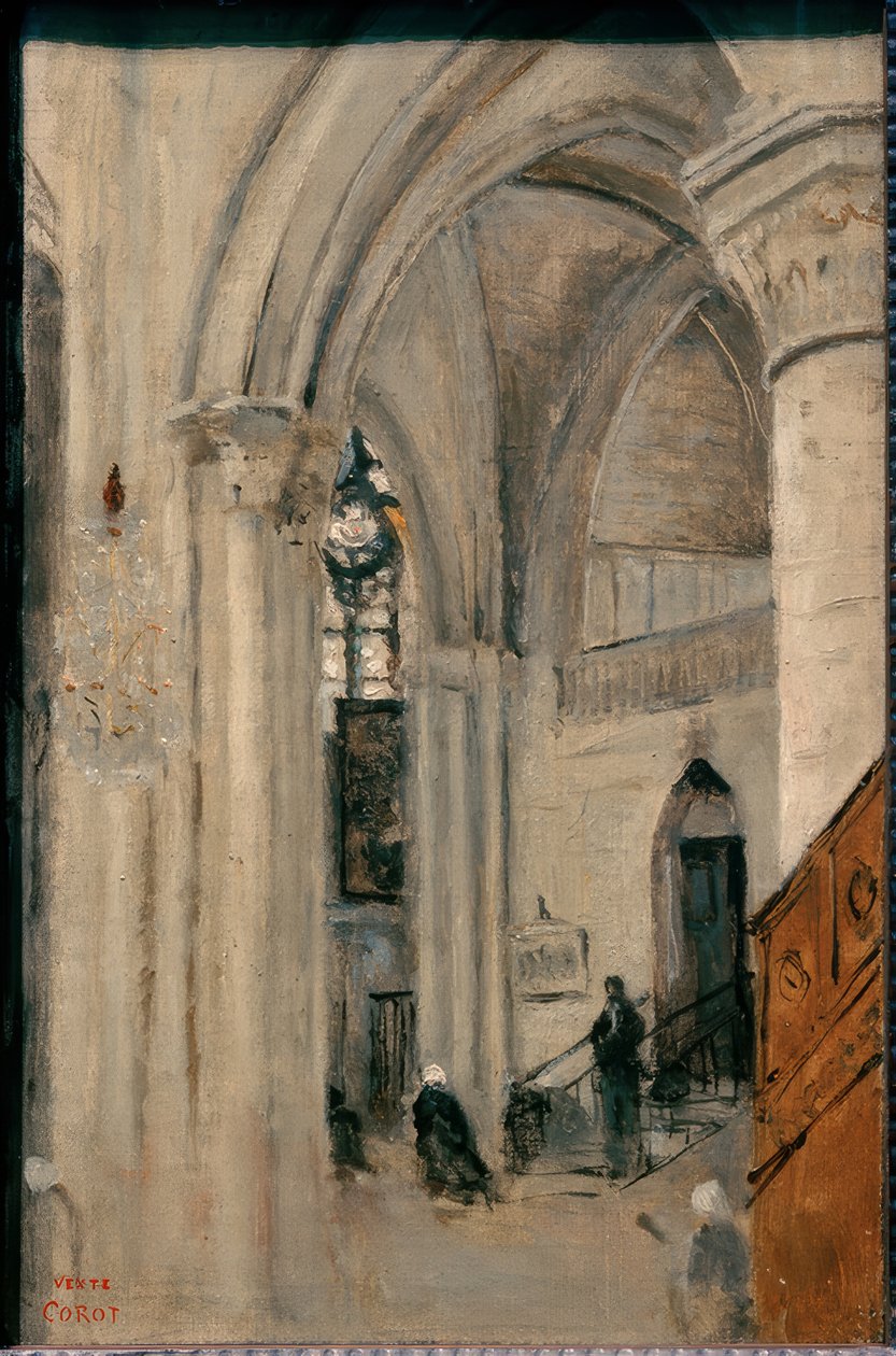 Mantes, a templomban alkotó: Jean Baptiste Camille Corot