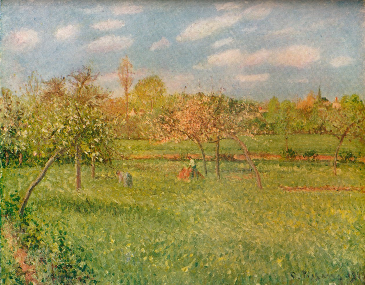 Almafák Eragnyban, Reggeli napfény, c1896 alkotó: Camille Jacob Pissarro